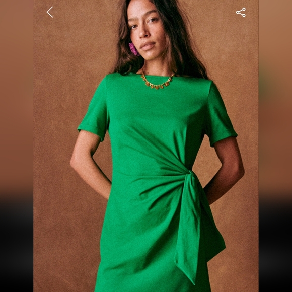 Sezane Pippa Vibrant Green Organic Cotton Long Dress - Picture 2 of 4